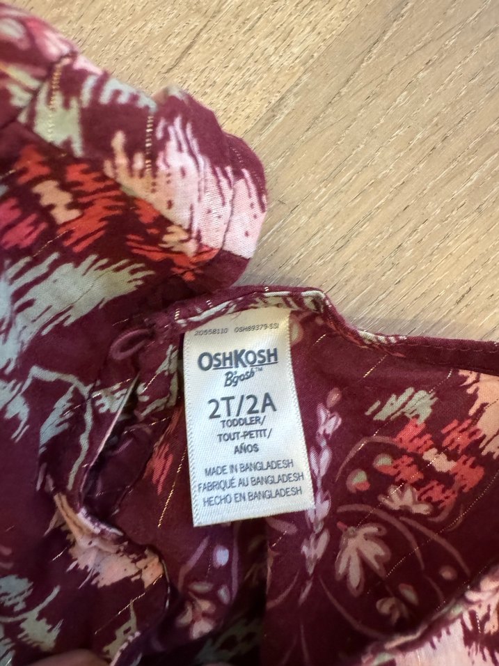 2 Yaş Bordo Çiçekli Elbise - Görsel 3