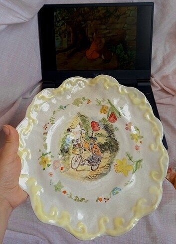 Seramik tabak peter rabbit tabak vintage tabak paskalya tavşan t