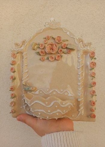 Bej Pastel Renkli Çiçekli Biblo mumluk anahtarlık - Görsel 2