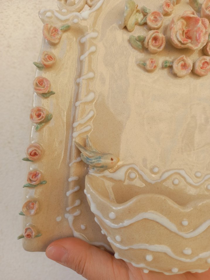 Bej Pastel Renkli Çiçekli Biblo mumluk anahtarlık - Görsel 3