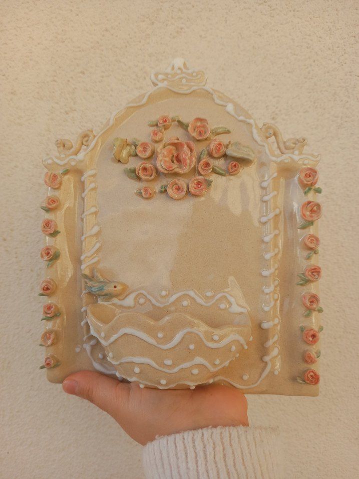 Bej Pastel Renkli Çiçekli Biblo mumluk anahtarlık - Görsel 2