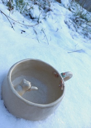 Kedili Seramik Kupa - Görsel 3