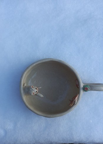 Kedili Seramik Kupa - Görsel 2