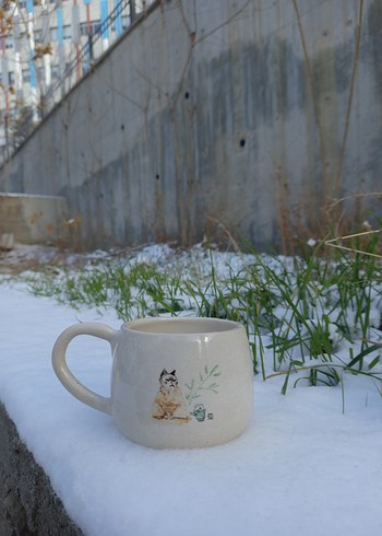 Bej Renkli Kedi Desenli Seramik Kupa - Görsel 3