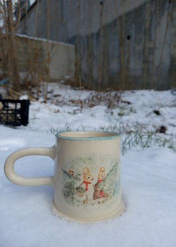 Beyaz Kış Temalı Seramik Kupa Peter rabbit kupa - Görsel 3