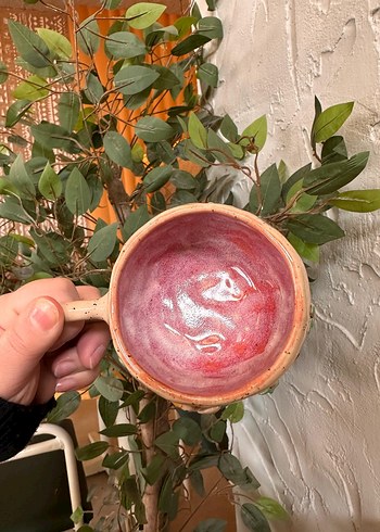 Pastel Pembe Ördek Desenli Seramik Kupa stoneware mug fincan - Görsel 7