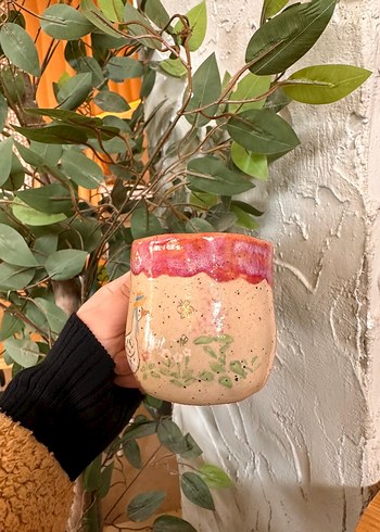 Pastel Pembe Ördek Desenli Seramik Kupa stoneware mug fincan - Görsel 4
