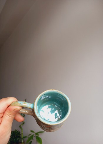 Mavi Pastel Seramik Kupa vintage fincan ördekli fincan stoneware - Görsel 7