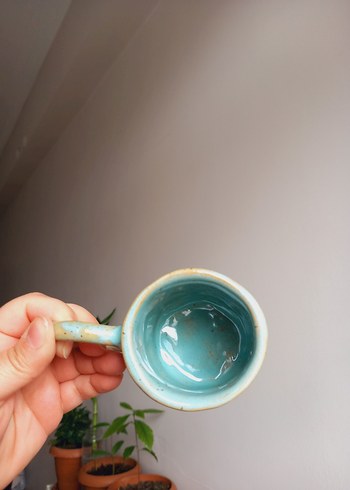 Mavi Pastel Seramik Kupa vintage fincan ördekli fincan stoneware - Görsel 4