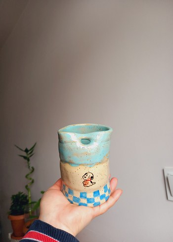 snoppy seramik kupa stoneware kupa pipetlikli kupa - Görsel 3