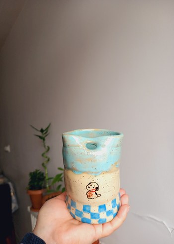 snoppy seramik kupa stoneware kupa pipetlikli kupa - Görsel 4