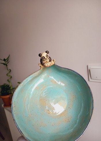 Bohem Tarzı Seramik Kase ve Figür kung fu panda stoneware kase - Görsel 2