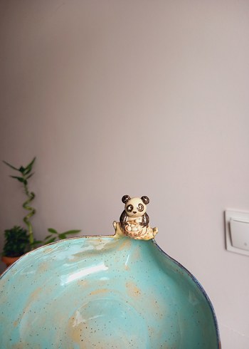 Bohem Tarzı Seramik Kase ve Figür kung fu panda stoneware kase - Görsel 4