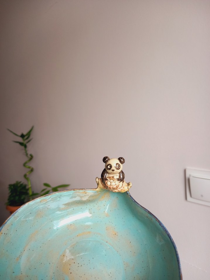 Bohem Tarzı Seramik Kase ve Figür kung fu panda stoneware kase - Görsel 4