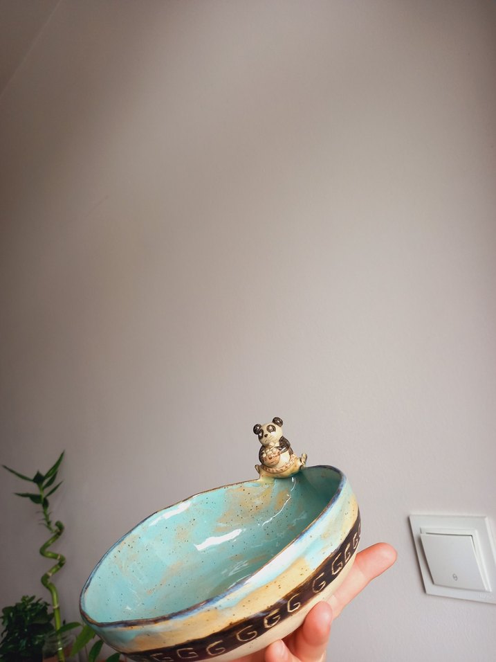 Bohem Tarzı Seramik Kase ve Figür kung fu panda stoneware kase - Görsel 3