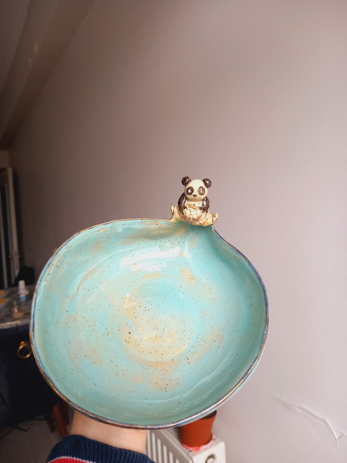 Bohem Tarzı Seramik Kase ve Figür kung fu panda stoneware kase - Görsel 5