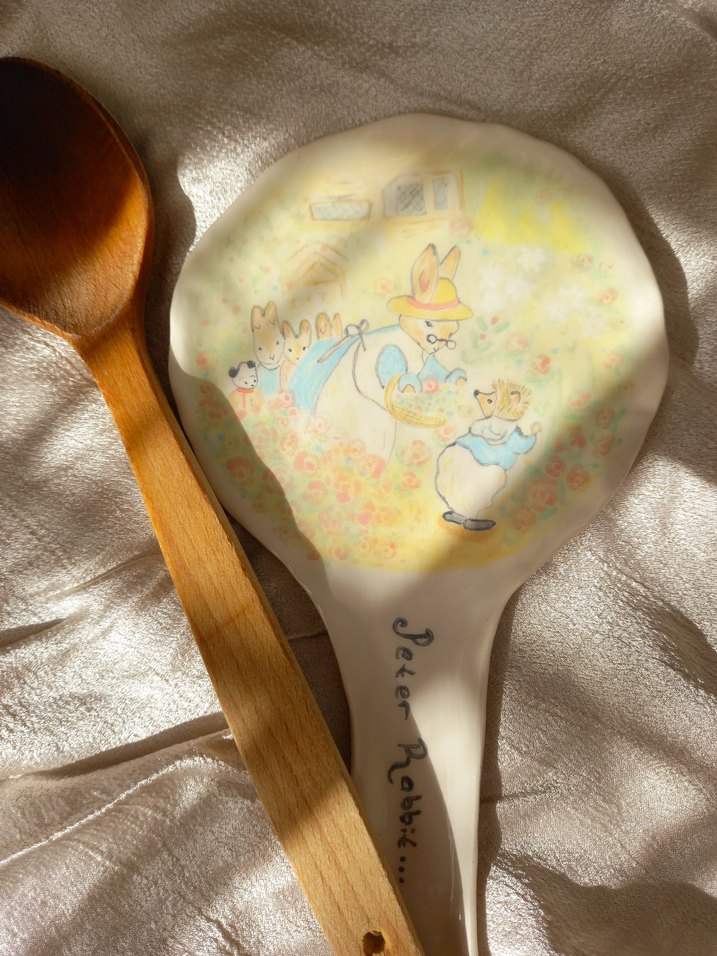 seramik Peter Rabbit kaşıklık vintage kaşıklık seramik tabak - Görsel 2