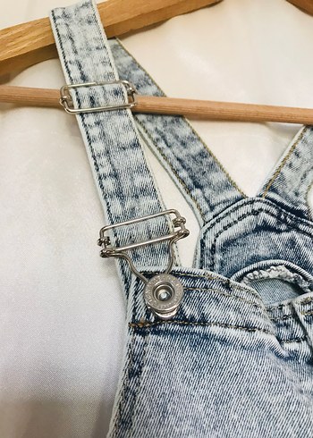 8 Yaş Beden Kız Çocuk Gri Denim Kısa Tulum