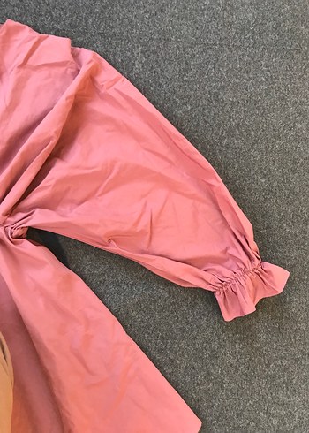 s Beden pembe Renk Pembe Drapeli Uzun Kollu Kız Kadın Elbisesi