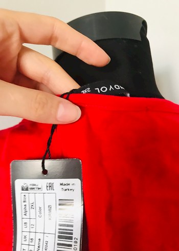 xl Beden Kırmızı Midi Salaş Bohem Elbise