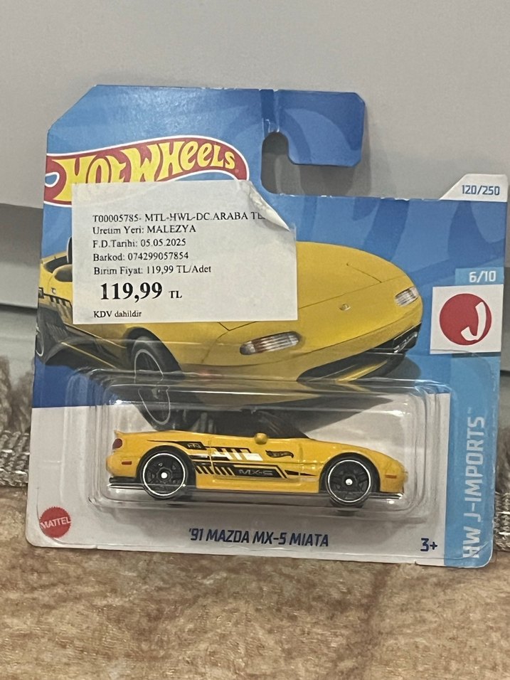 Sarı Parlak Hot Wheels '91 Mazda MX-5 Miata  | Gardrops
