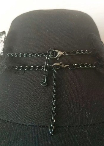 Diğer Mavi Taşlı Gotik Zincirli Kadın Kolye