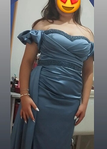 Saten straplez şık elbise