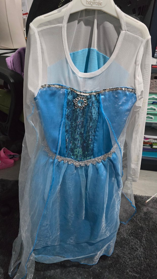 Mavi Parlak Nakışlı Kız Çocuk Elbisesi - Görsel 2