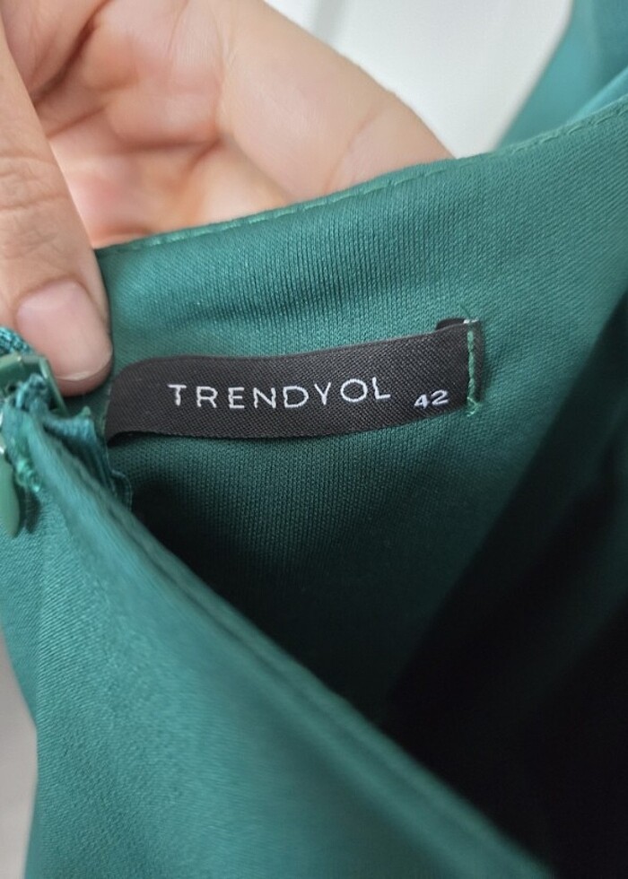 Yeşil karpuz kol elbise - Görsel 3