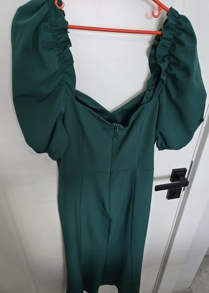 Yeşil karpuz kol elbise - Görsel 2