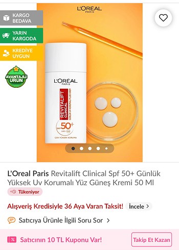 Loreal Paris L'Oréal Revitalift Clinical SPF 50+ Güneş Koruyucu Krem