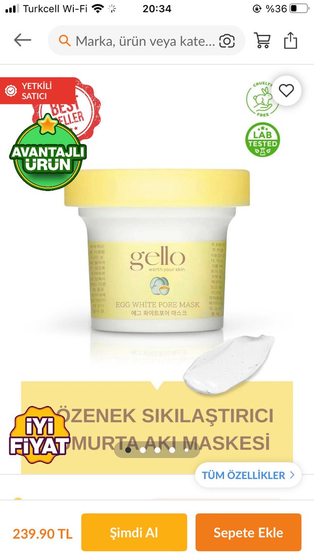 Gello Yumurta Beyazı Gözenek Maskesi - Görsel 5