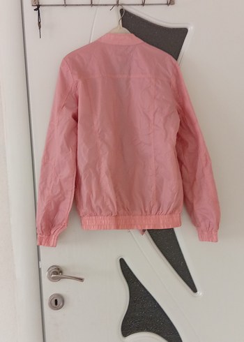 38 Beden Düğmeli Pembe Kadın yağmurluk