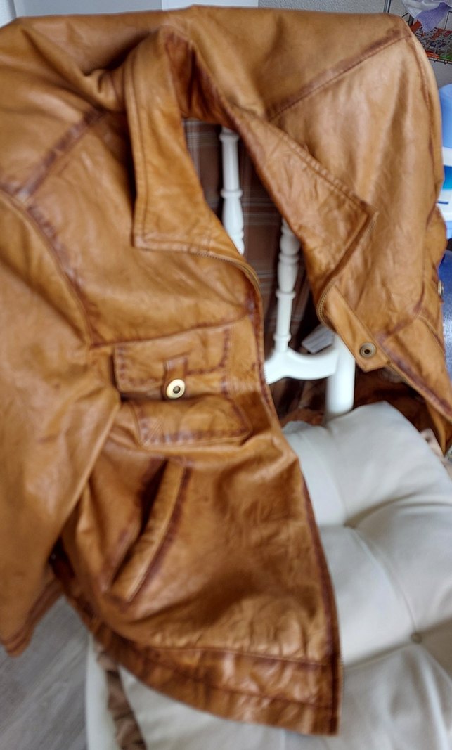 Düğmeli Kahverengi Deri Erkek Ceket - Görsel 2