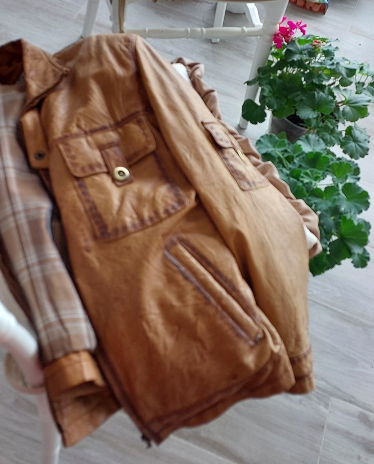 Düğmeli Kahverengi Deri Erkek Ceket - Görsel 3