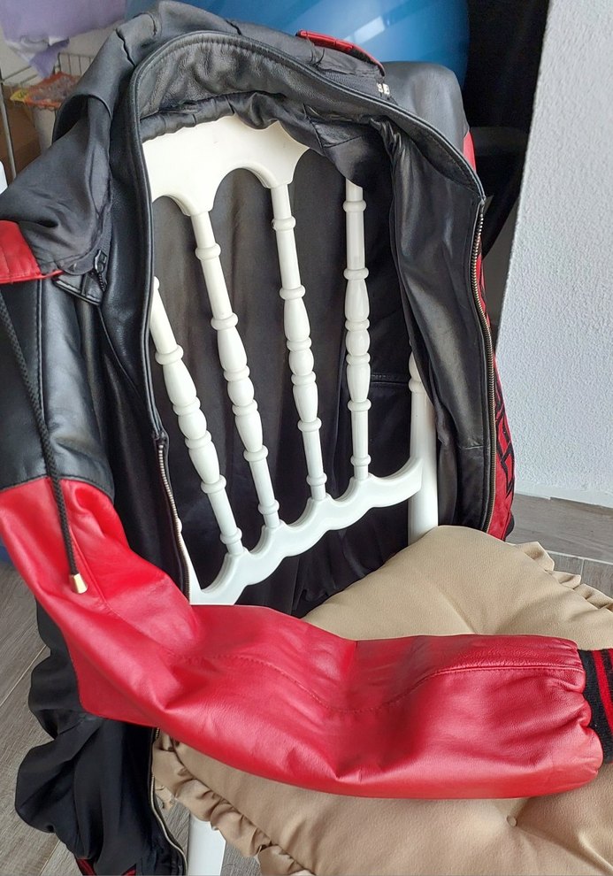 Kırmızı Erkek Deri Biker Ceket - Görsel 2