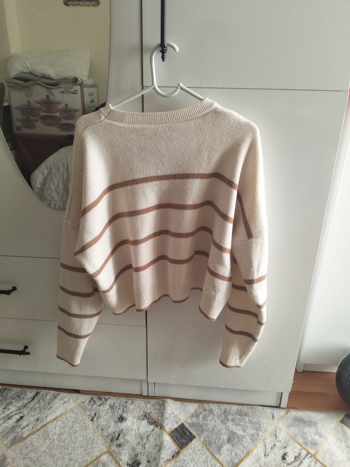 Çizgili Kadın Kazak - Görsel 2