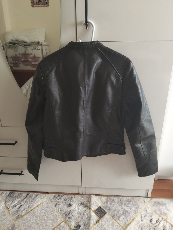 Kadın Siyah Deri  Ceket - Görsel 2