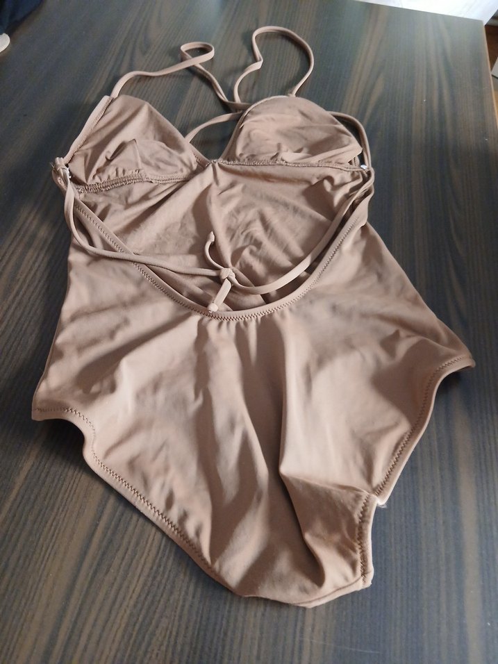 kahverengi İnce Askılı Kadın Mayo - Görsel 3