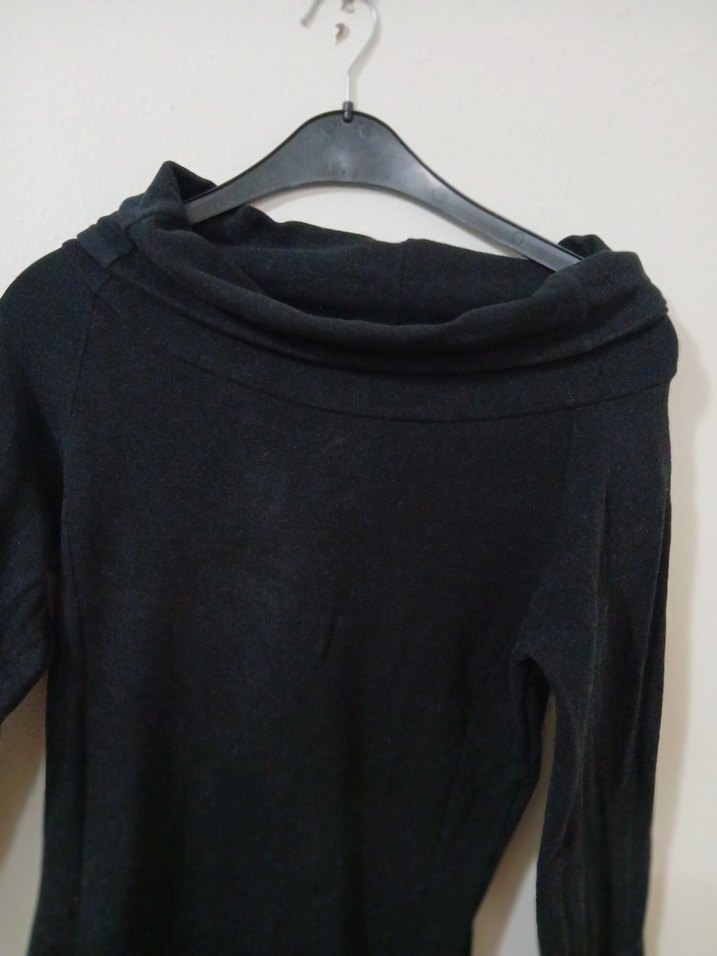 Uzun Kollu Siyah Midi Triko Elbise - Görsel 2