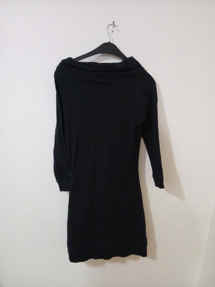 Uzun Kollu Siyah Midi Triko Elbise - Görsel 3