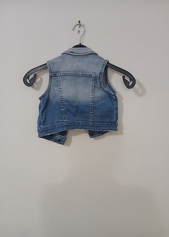 Kızlar için Düğmeli Jean Yelek - Görsel 4