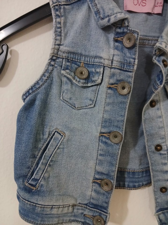 Kızlar için Düğmeli Jean Yelek - Görsel 3