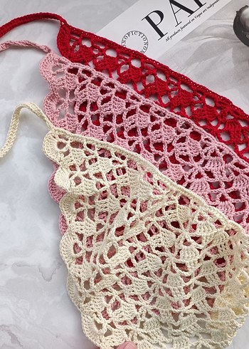 Kadın Çok Renkli Dantel Örgü  Bandana - Görsel 2