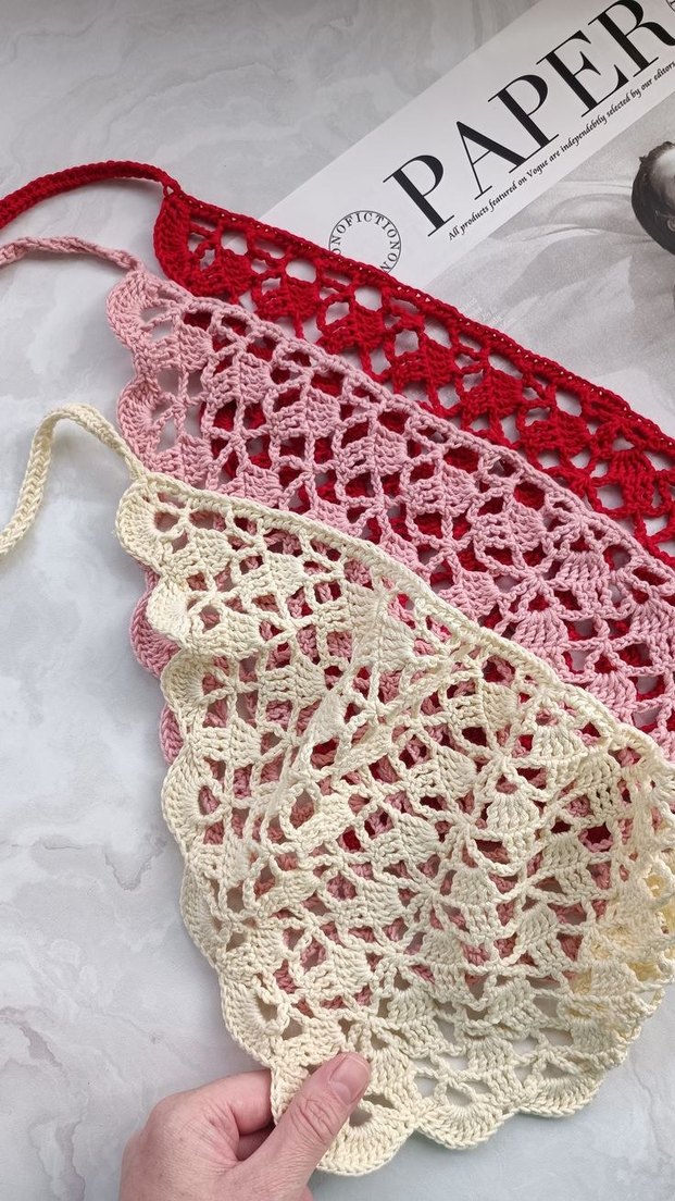 Kadın Çok Renkli Dantel Örgü  Bandana - Görsel 2