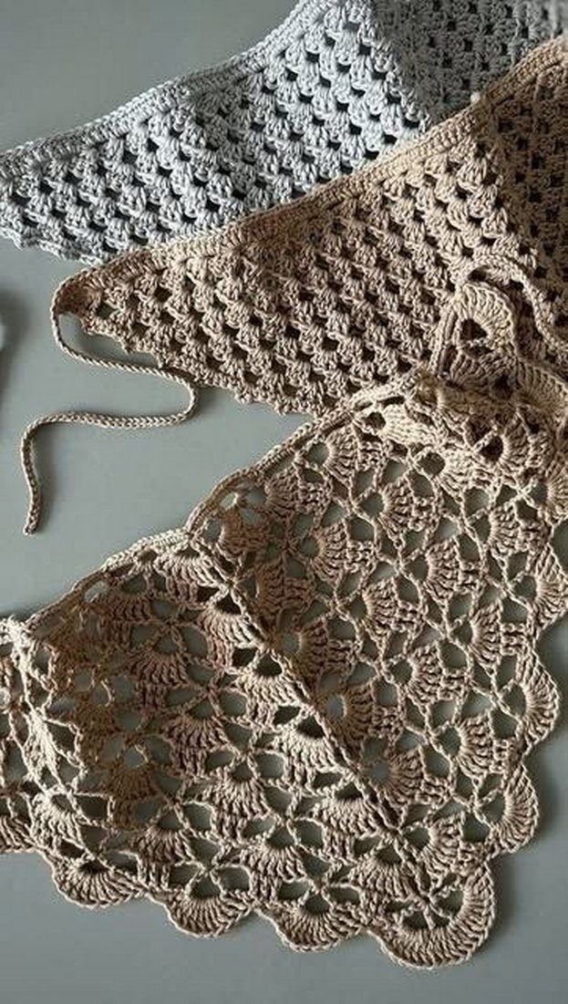 Kadın Çok Renkli Dantel Örgü  Bandana - Görsel 3