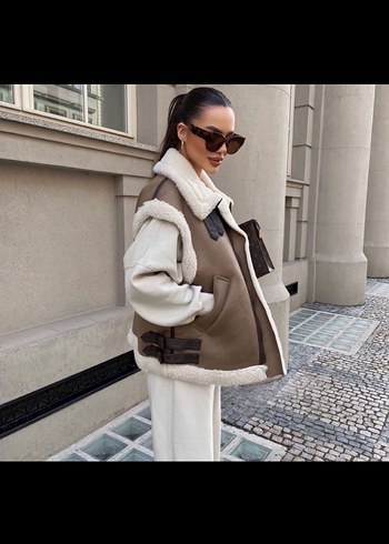xl Beden Kürklü Kahverengi Oversize Kadın yelek