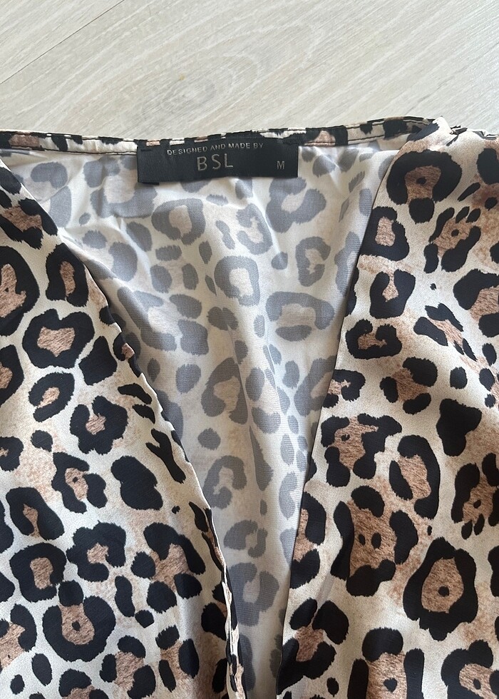 Saten leopar bluz - Görsel 2