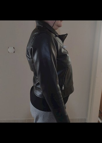 Siyah Deri Ceket Kadın - Görsel 2