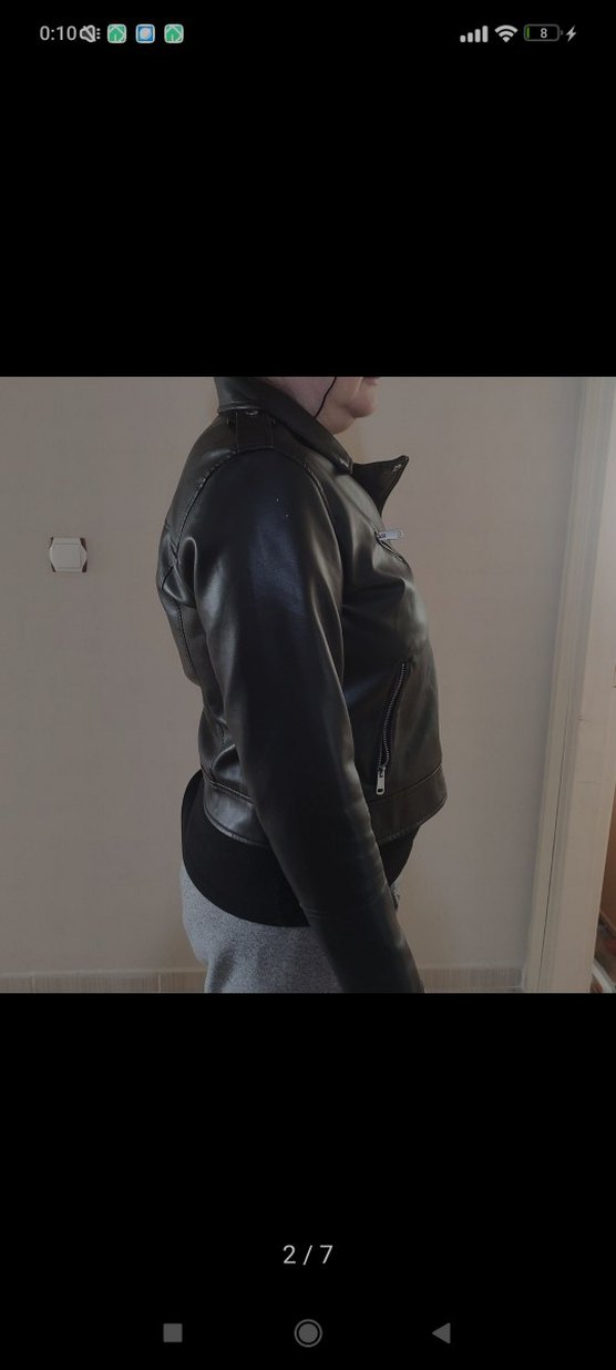 Siyah Deri Ceket Kadın - Görsel 2